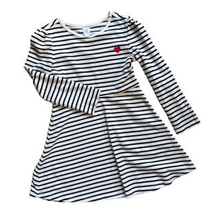 EUC GAP Kids Striped Navy Dress with Heart Embroidery